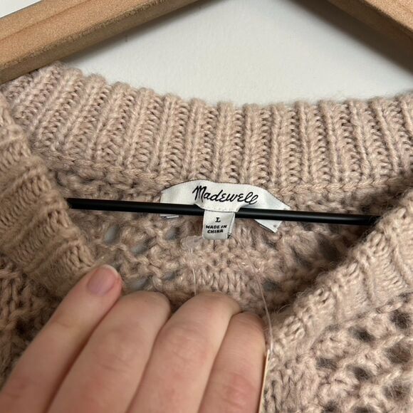 Madewell Pointelle Crochet Pullover Sweater Cream / Blush - Picture 2 of 7